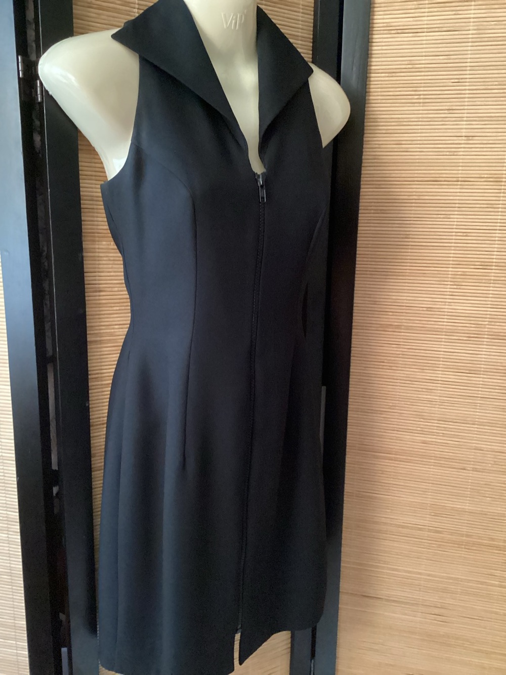 Vintage Y2K Black Sleeveless Zip-Front Dress 4P Datiani Petites LBD